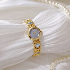 Retro Gold and Blue Dial With Blue Stones Vintage inspired Women Quartz‎ Watch